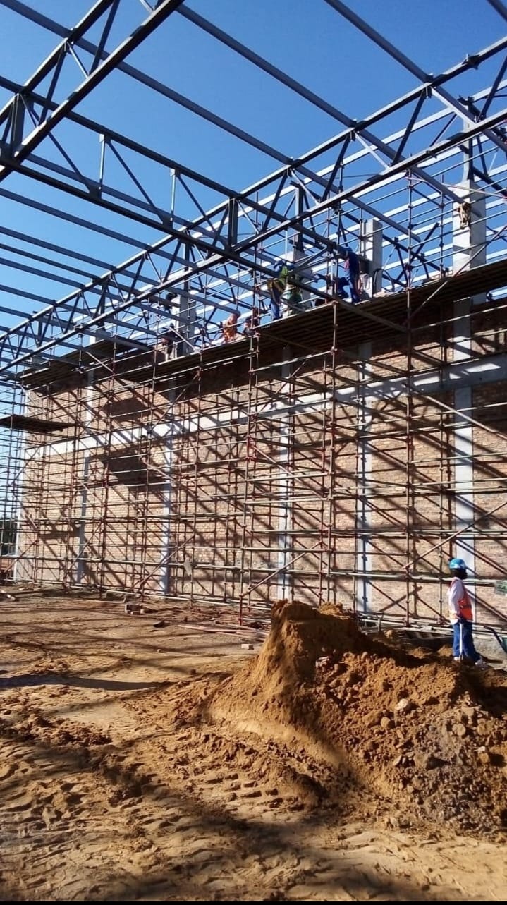 Building with scaffolding